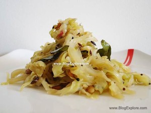 cabbage stir fry, muttaikose poriyal recipe, indian cabbage fry recipe