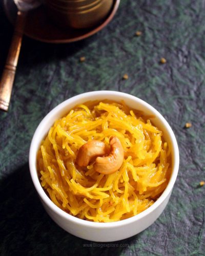semiya kesari recipe, vermicelli kesari, south indian sweet vermicelli
