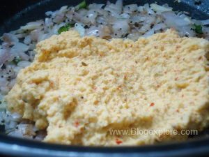 adding coconut paste for cherupayar curry