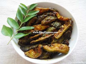 baby bitter gourd fry, midhi pavakkai poriyal recipe