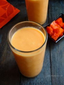 Papaya Lassi recipe - yogurt-based Indian drink using papaya fruit. Healthy and delicious drink.