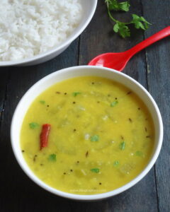 Snake Gourd Moong Dal Curry recipe - easy and healthy Indian style lentils and snake gourd vegetable curry.