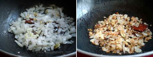 frying onions for mushroom fry