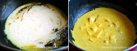 adding yogurt and potatoes for rajasthani dahi aloo sabzi recipe