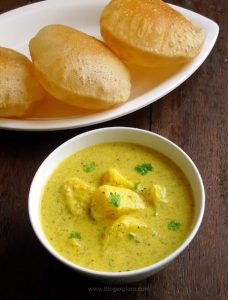 Dahi Aloo recipe - Rajasthani style potatoes in a spiced yogurt gravy