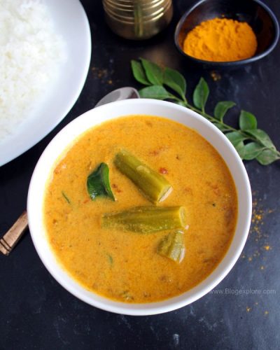 drumstick curry with coconut milk recipe, murungakkai curry with coconut milk