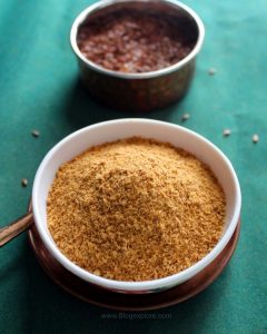 flax seeds podi recipe, flax seeds chutney powder, agasi powder
