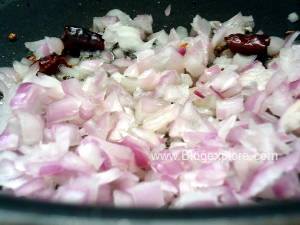 adding onions for spinach pappu