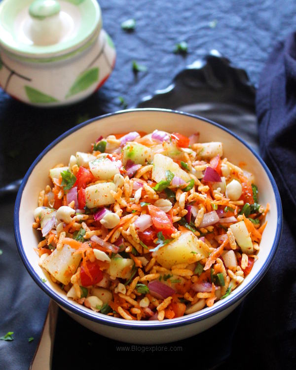 puffed rice salad recipe, murmura salad, pori salad, muri snack