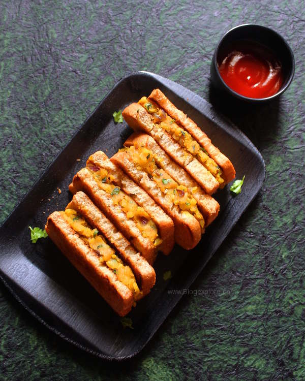 sweet potato sandwich recipe, spiced sweet potato sandwich indian style