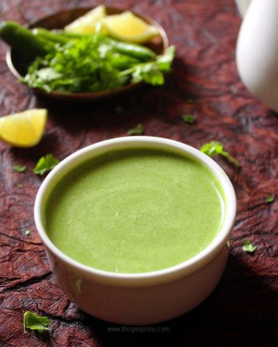coriander yogurt chutney recipe, dhaniya dahi chutney, coriander curd chutney