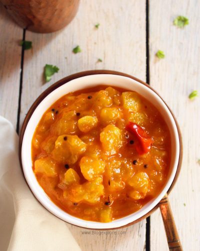 quick raw mango curry recipe, easy kacche aam ki sabzi, keri nu shaak
