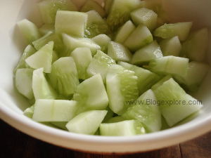 chopped cucumbers for juice