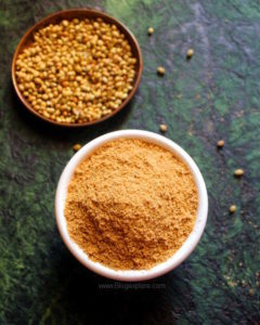 dhaniya podi recipe, coriander podi, south indian podi for rice and idli